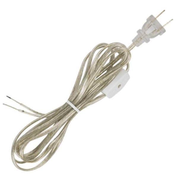8' Clear Silver Molded Plug Cord with Switch