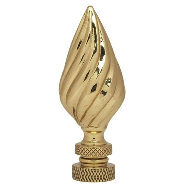 2.75" Flame Ribbed Polished Brass Finial