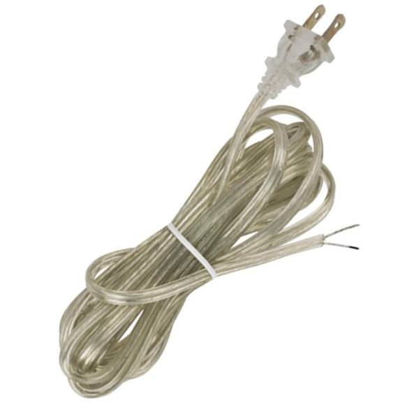12' Clear Silver Molded Plug Cord