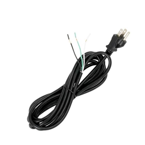10' Black Heavy Duty 3 Prong Molded Plug Cord