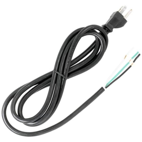 6' Black Heavy Duty 3 Prong Molded Plug Cord