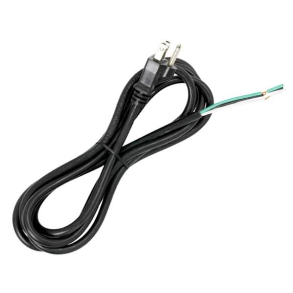 8' Black Heavy Duty 3 Prong Molded Plug Cord