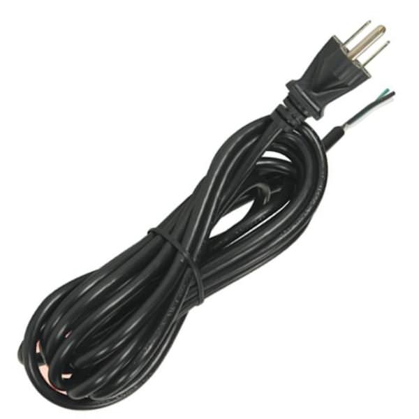 12' Black Heavy Duty 3 Prong Molded Plug Cord
