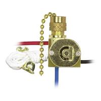 Satco Metal Pull Chain 2 Circuit 4 Position 3 Way Canopy Switch with White Cord