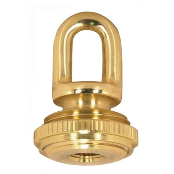 1/8 IP Cast Brass Polished and Lacquered Screw Collar Loop with Ring