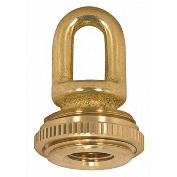 3/8 IP Cast Brass Polished and Lacquered Screw Collar Loop with Ring