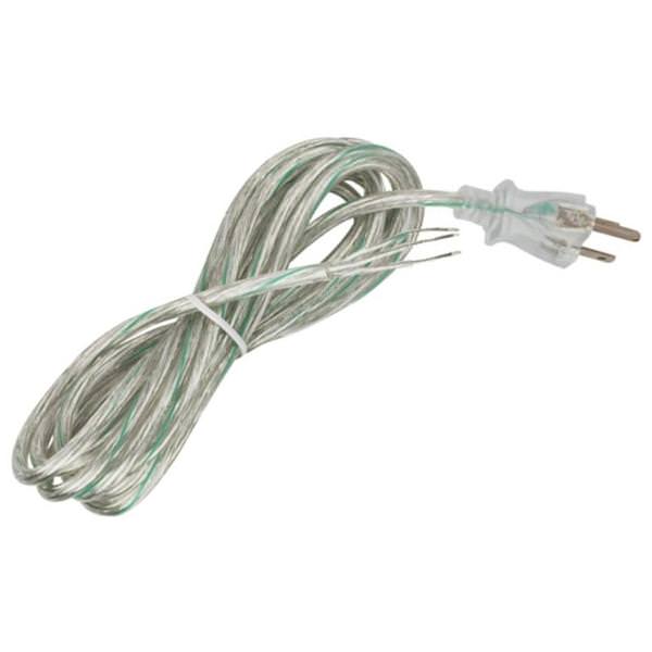 10' Clear Silver Heavy Duty 3 Prong Molded Plug Cord