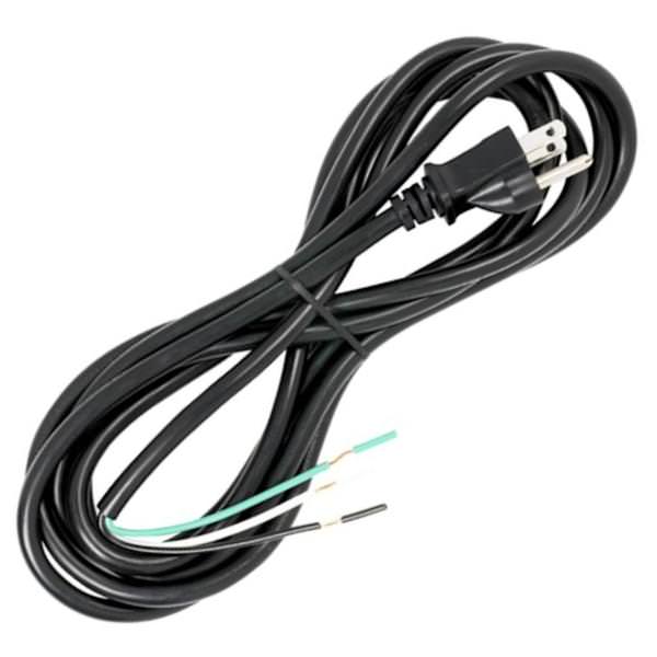 6' Black Heavy Duty 3 Prong Molded Plug Cord