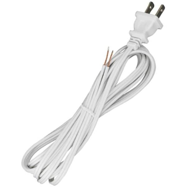 10' White Molded Plug Cord