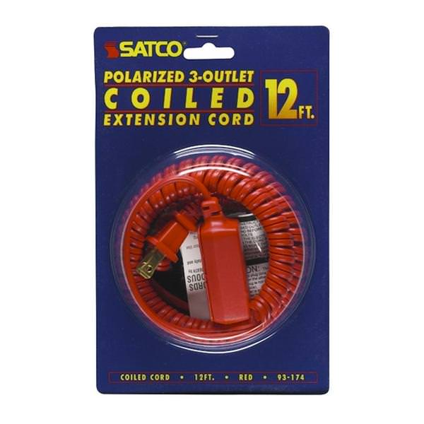 12' Red Coiled Extension Cord