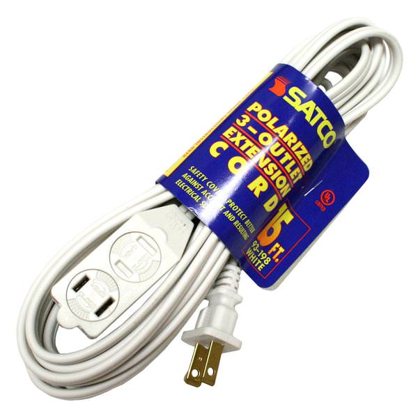 15' White Extension Cord