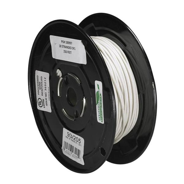 250' White 18/1 Stranded Braid Wire Spool