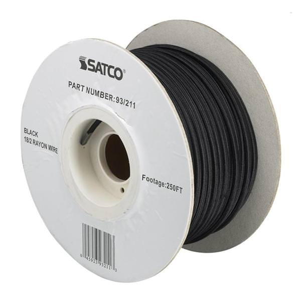 250' Black 18/2 Rayon Braid Wire Spool