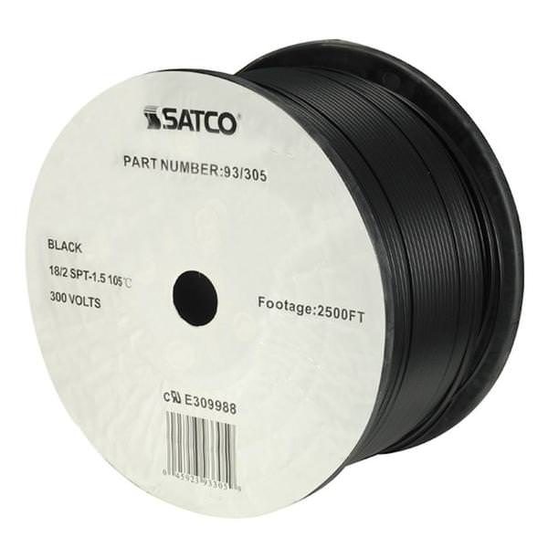 2500' Black 18/2 SPT-1.5 Wire Spool