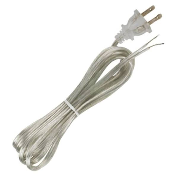 10' Clear Silver Molded Plug Cord