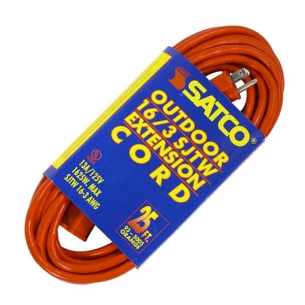 25' 16/3 SJTW Orange Extension Cord