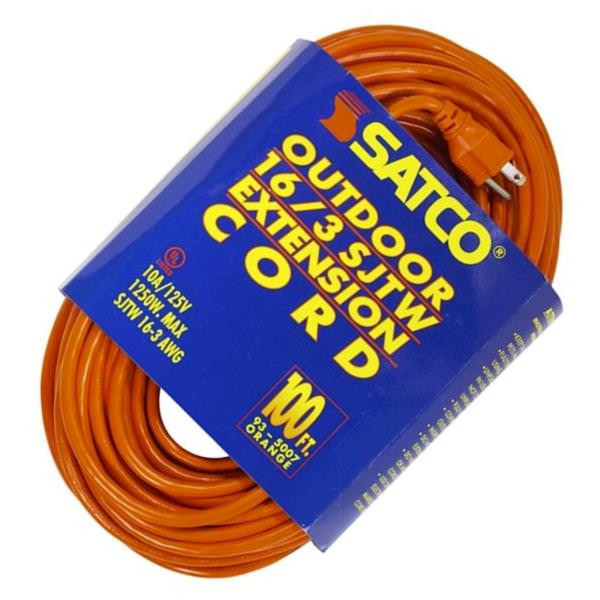 100' 16/3 SJTW Orange Extension Cord