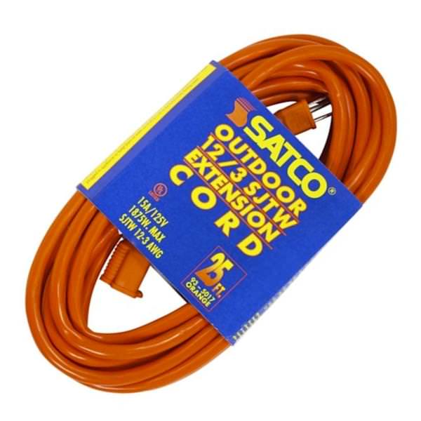 25' 12/3 SJTW Orange Extension Cord