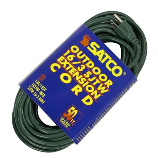 50' 16/3 SJTW Green Extension Cord