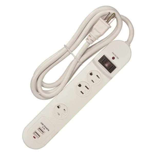 3 Outlet Plug In Surge Strip with Circuit Breaker