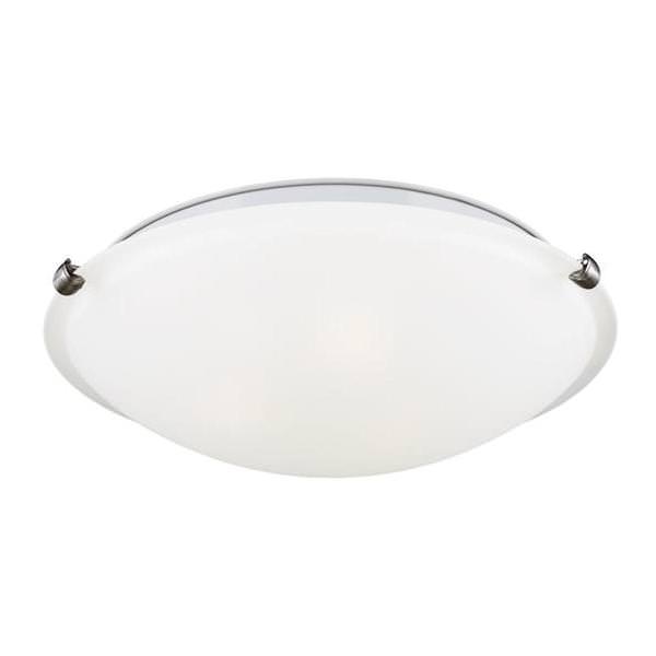 3 Light 13.4" Round Brushed Nickel Satin Etched Glass Ceiling Light Fixture