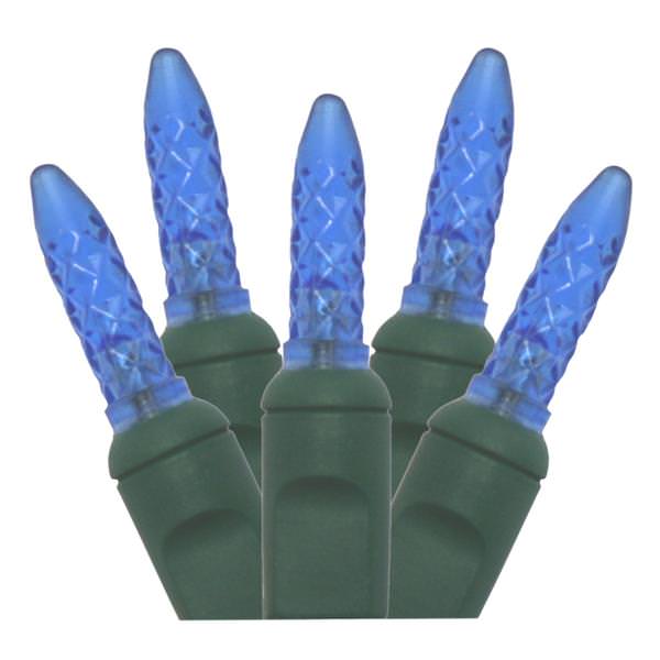 70 Light 23.7' Green Wire Blue LED M6 String with 4" Spacing