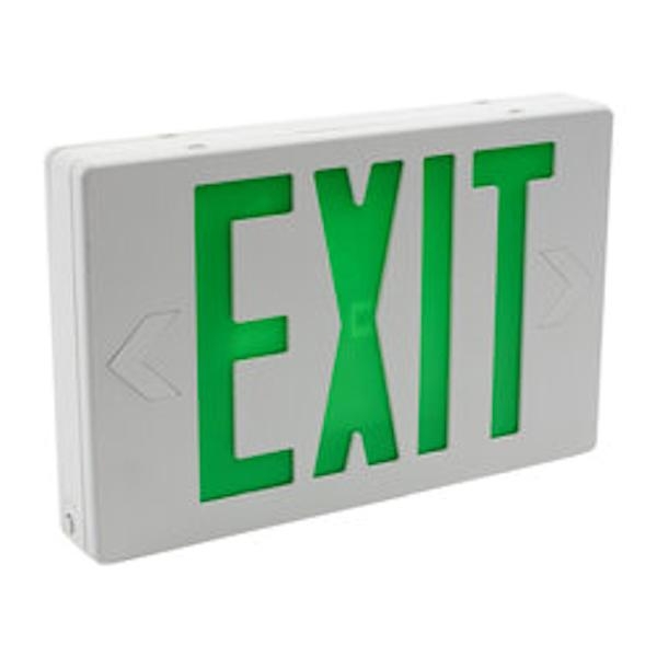 0.5 watt 120/277 volt White Panel / Green Letters LED Exit Sign
