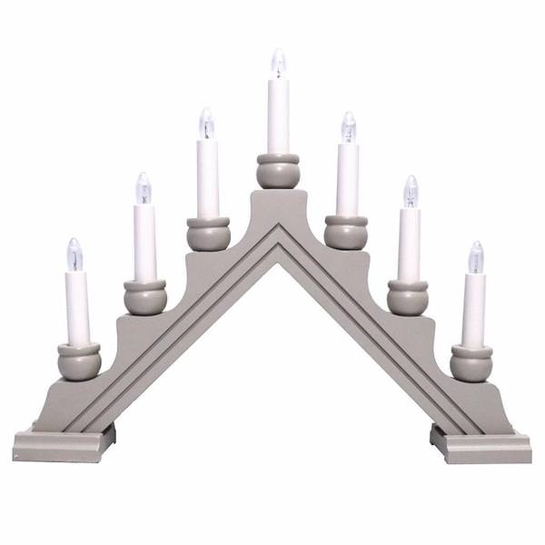 13.75" x 17" 7 Light Electric Elephant / Taupe Wooden Karin Swedish Candelabra / Candlestick