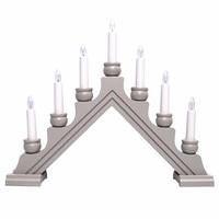 Star Trading 13.75" x 17" 7 Light Electric Elephant / Taupe Wooden Karin Swedish Candelabra / Candlestick