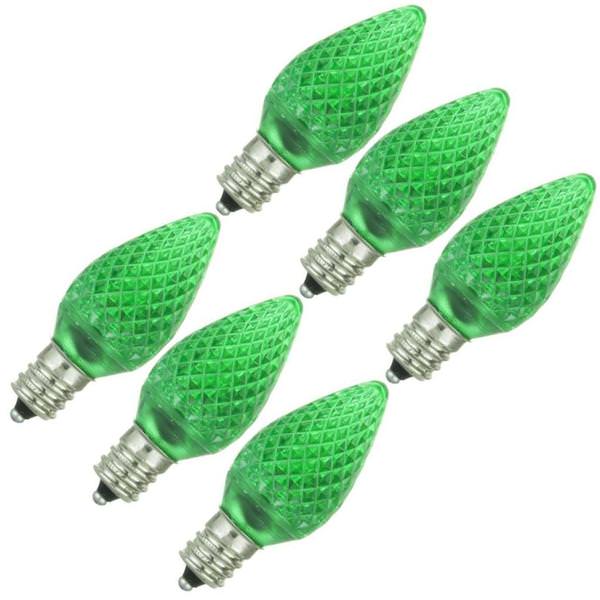 0.4 watt 120 volt C7 Candelabra Screw Base Green LED (6 pack)
