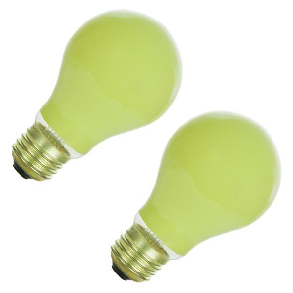 25 watt 120 volt A19 Medium Screw (E26) Base Ceramic Yellow Dimmable Light Bulb (2 pack)