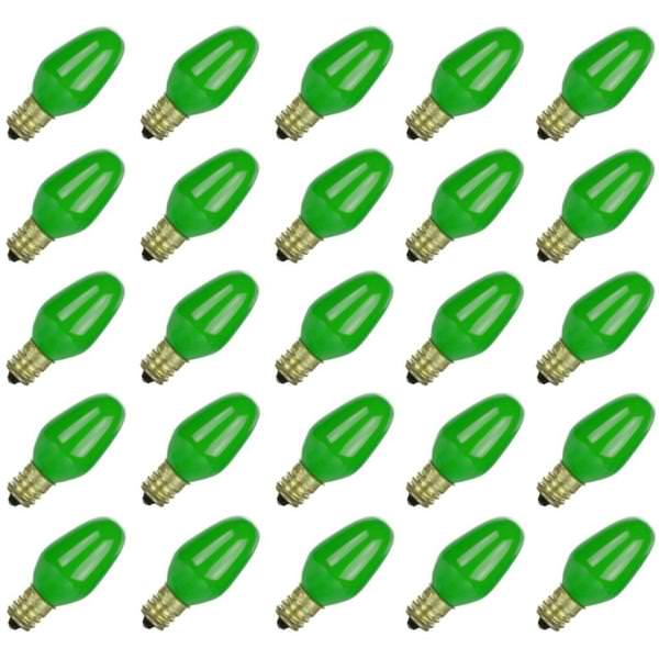 7 watt 120 volt C7 Candelabra Screw (E12) Base Green Dimmable