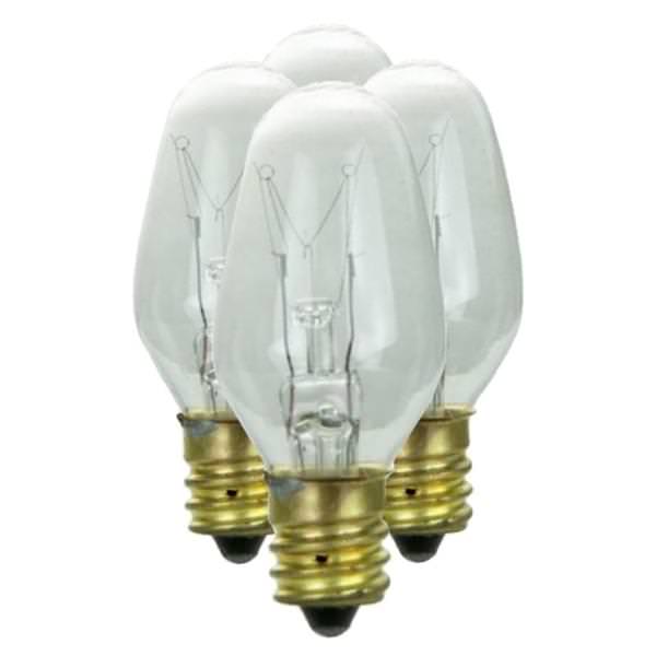 7 watt 120 volt C7 Candelabra Screw Base Clear Night Light