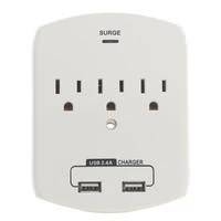 Sunlite 3 Outlet with 2 USB Ports White Outlet Adapter