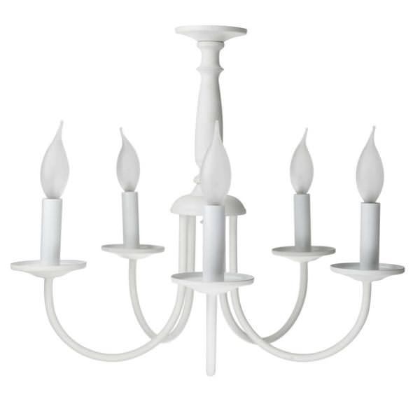 5 Lamp 60 watt 120 volt Candelabra Screw White Textured Chandelier Fixture