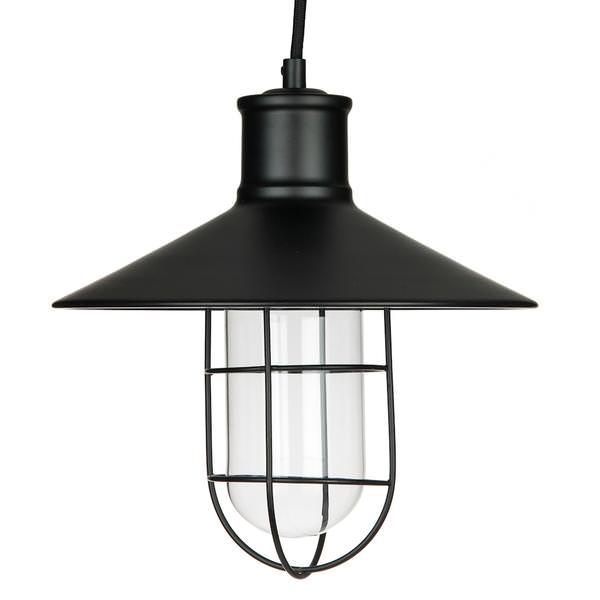 1 Light (Medium Screw Base) 10" Canopy Black Cage Pendant Light Fixture with Clear Glass