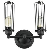 Sunlite 2 Light (Medium Screw Base) Matte Black Cage Wall Sconce Light Fixture