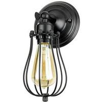 Sunlite 1 Light (Medium Screw Base) Matte Black Cage Wall Sconce Light Fixture