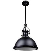 Sunlite 1 Light (Medium Screw Base) Matte Black Round Shades Pendant Light Fixture