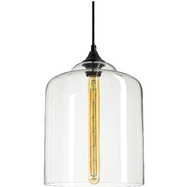1 Light (Medium Screw Base) Matte Black Clear Glass Cylinder Pendant Light Fixture