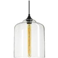 Sunlite 1 Light (Medium Screw Base) Matte Black Clear Glass Cylinder Pendant Light Fixture