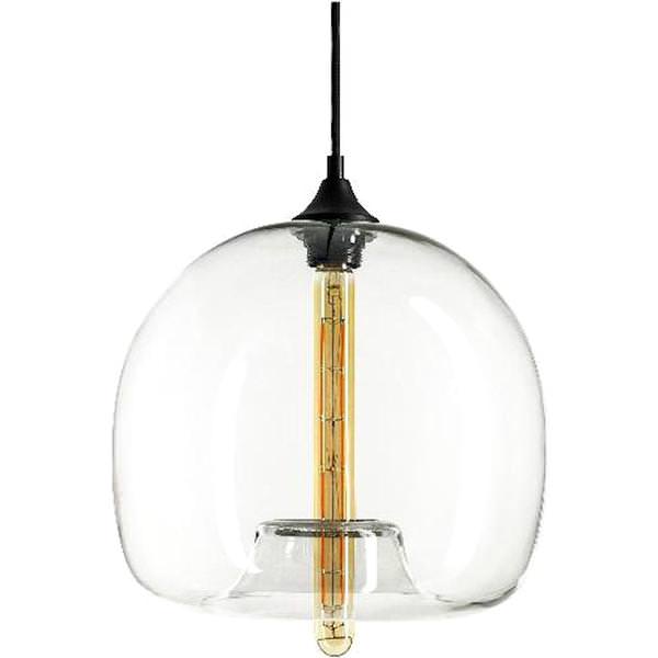 1 Light (Medium Screw Base) Matte Black Clear Glass Round Pendant Light Fixture
