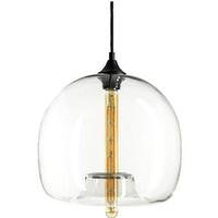 Sunlite 1 Light (Medium Screw Base) Matte Black Clear Glass Round Pendant Light Fixture