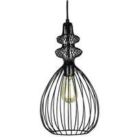 Sunlite 1 Light (Medium Screw Base) Matte Black Oval Ceiling Cage Pendant Light Fixture