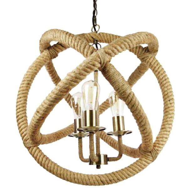 3 Light (Medium Screw Base) Antique Bronze Viking Style Pendant Light Fixture