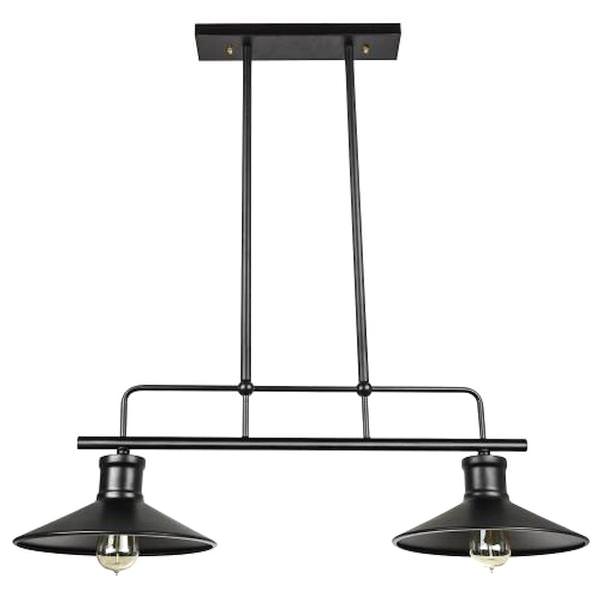 2 Light (Medium Screw Base) Matte Black Round Shades Pendant Light Fixture
