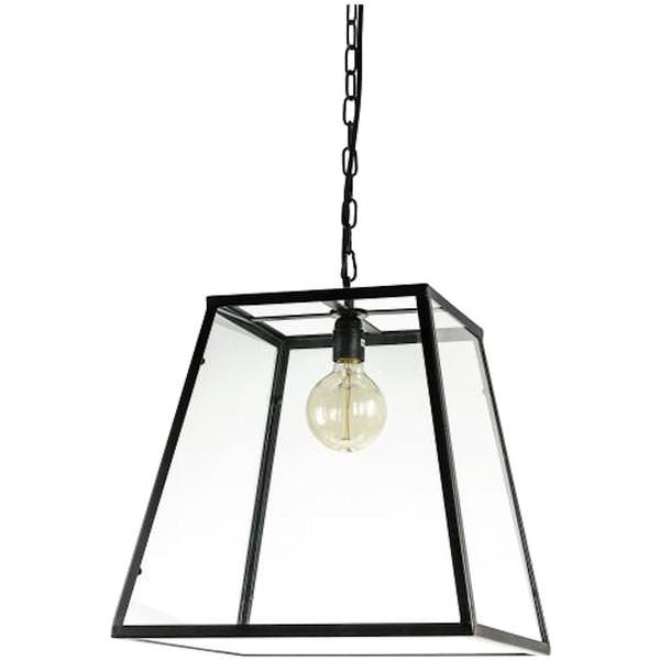 1 Light (Medium Screw Base) Matte Black Clear Glass Trapezoid Pendant Light Fixture