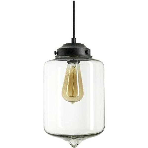 1 Light (Medium Screw Base) Matte Black Clear Glass Hexagon Oil Lamp Style Pendant Light Fixture