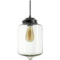 Sunlite 1 Light (Medium Screw Base) Matte Black Clear Glass Hexagon Oil Lamp Style Pendant Light Fixture