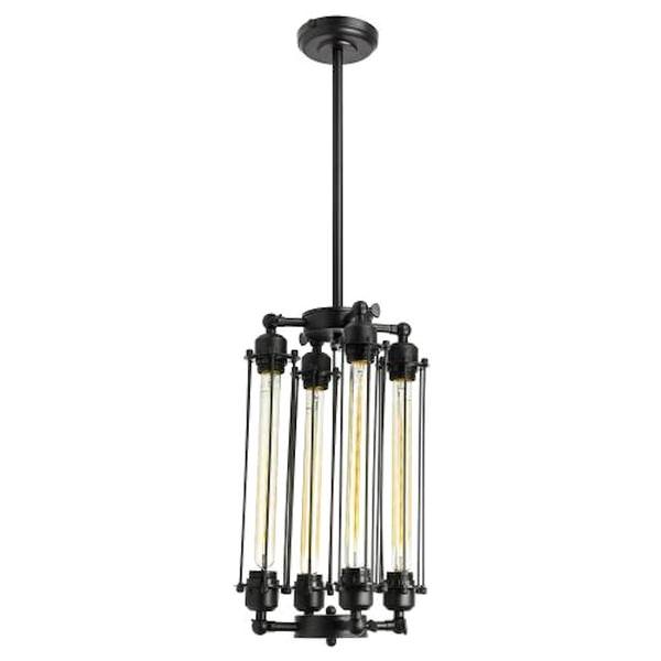 4 Light (Medium Screw Base) Matte Black 4 Tube Pendant Light Fixture